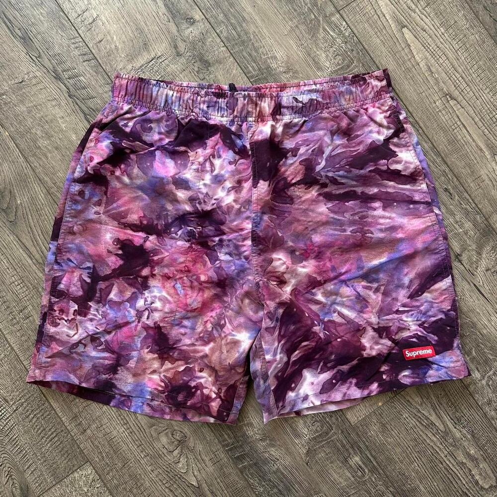 SS22 Supreme Marble TieDye Box Logo Swim Shorts Bathing Suit